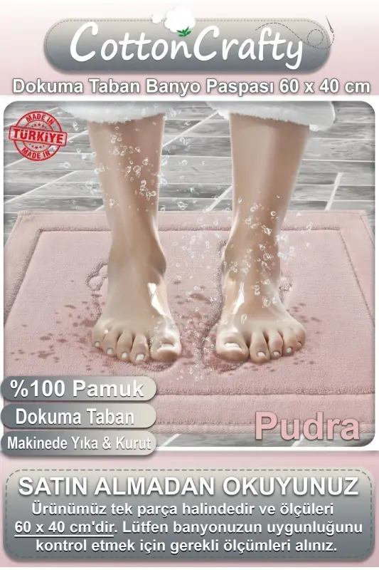 Cotton Woven Water Absorbent Bath Mat Foot 60x40 Cm-powder - 2