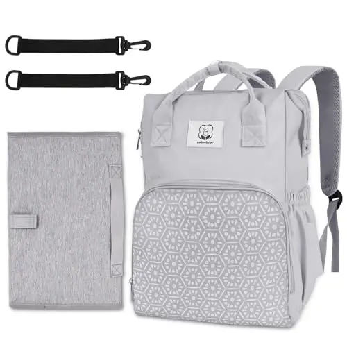 COTTONBEBE Diaper Bag with Changing Pad, Large Baby Bags Backpack with Stroller Straps & Insulated Pockets, Multifunction Waterproof Travel Diapers Back pack for Women & Man, Grey - MODAZONE