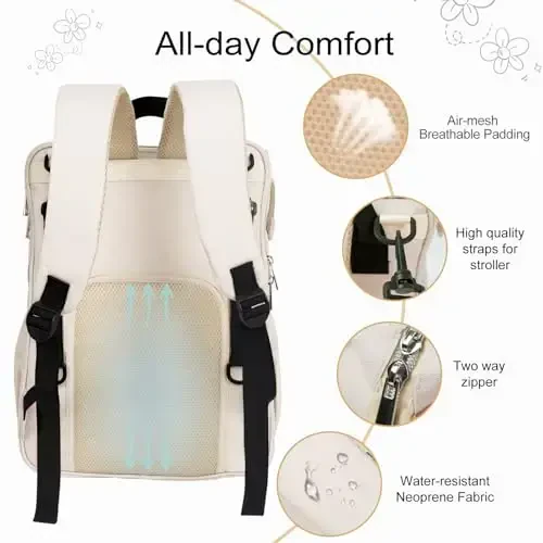 COTTONBEBE Western Diaper Bag with Changing Pad, Large Baby Bags Backpack with Stroller Straps & Insulated Pockets, Multifunction Waterproof Travel Diapers Back pack for Women & Man, Boho - 4