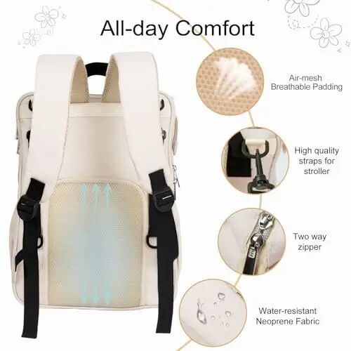 COTTONBEBE Western Diaper Bag with Changing Pad, Large Baby Bags Backpack with Stroller Straps & Insulated Pockets, Multifunction Waterproof Travel Diapers Back pack for Women & Man, Boho - 4