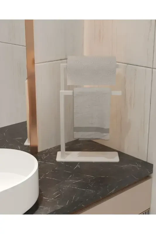 Countertop Paper Towel Holder Home Bathroom Decoration Stainless Metal Design No Assembly Required-White - 1