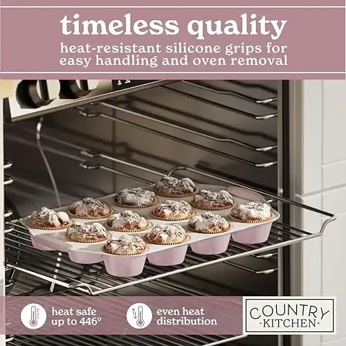 Country Kitchen Nonstick Stackable Bakeware Set - Durable, Easy Release Baking Set- 22 Pc. Includes Silicone Muffin Cups - 4