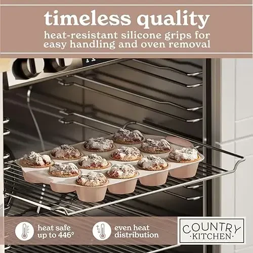 Country Kitchen Nonstick Stackable Bakeware Set - Durable, Easy Release Baking Set- 22 Pc. Includes Silicone Muffin Cups - 4
