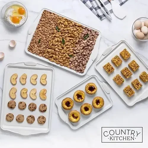 Country Kitchen Nonstick Stackable Bakeware Set - Durable, Easy Release Baking Set- 22 Pc. Includes Silicone Muffin Cups - 7