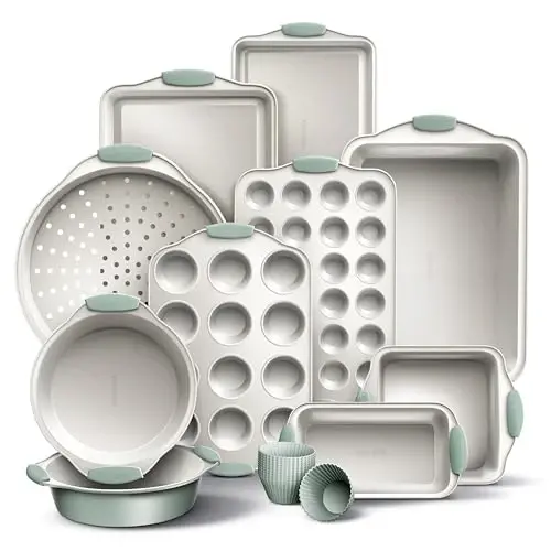 Country Kitchen Nonstick Stackable Bakeware Set - Durable, Easy Release Baking Set- 22 Pc. Includes Silicone Muffin Cups 