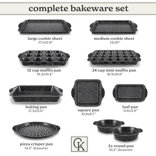 Country Kitchen Nonstick Stackable Bakeware Set - Durable, Easy Release Baking Set, Black, 10 Pcs - 3