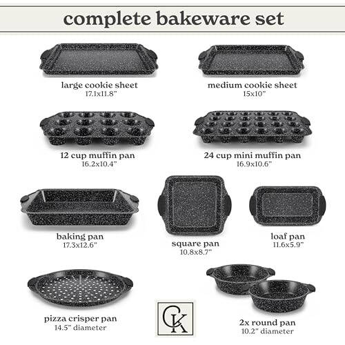 Country Kitchen Nonstick Stackable Bakeware Set - Durable, Easy Release Baking Set, Black, 10 Pcs - 3