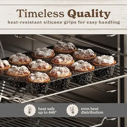 Country Kitchen Nonstick Stackable Bakeware Set - Durable, Easy Release Baking Set, Black, 10 Pcs - 5