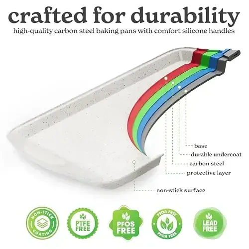 Country Kitchen Nonstick Stackable Bakeware Set - Durable, Easy Release Baking Set, Cream, 14 Pcs - 5