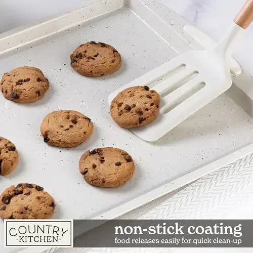 Country Kitchen Nonstick Stackable Bakeware Set - Durable, Easy Release Baking Set, Cream, 14 Pcs - 6