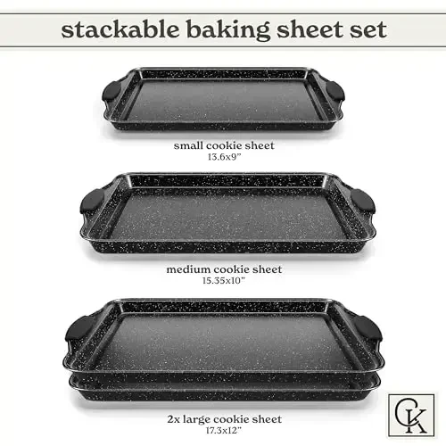 Country Kitchen Nonstick Stackable Bakeware Set - Heavy Duty, Durable, Easy Release Baking Set, Black, 4 Pcs - 1