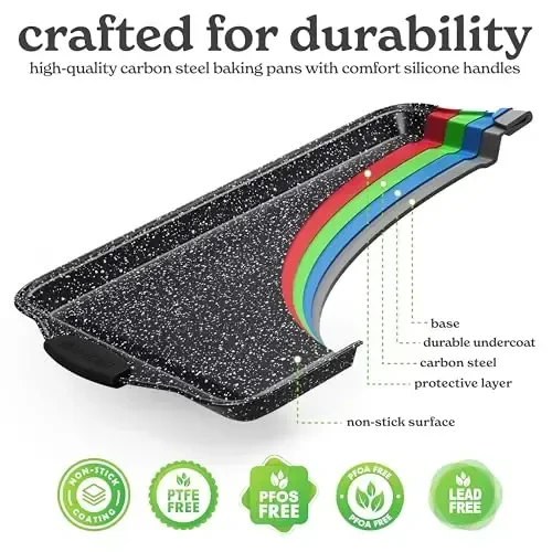 Country Kitchen Nonstick Stackable Bakeware Set - Heavy Duty, Durable, Easy Release Baking Set, Black, 4 Pcs - 4