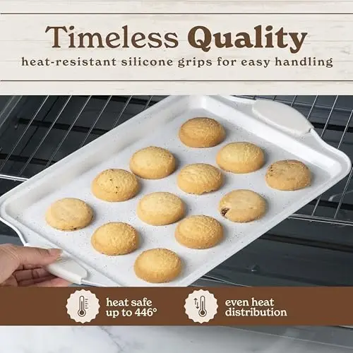Country Kitchen Nonstick Stackable Bakeware Set - Heavy Duty, Durable, Easy Release Baking Set, Cream, 4 Pcs - 5