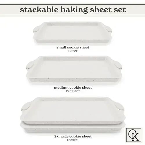 Country Kitchen Nonstick Stackable Bakeware Set - Heavy Duty, Durable, Easy Release Baking Set, Cream, 4 Pcs - 2