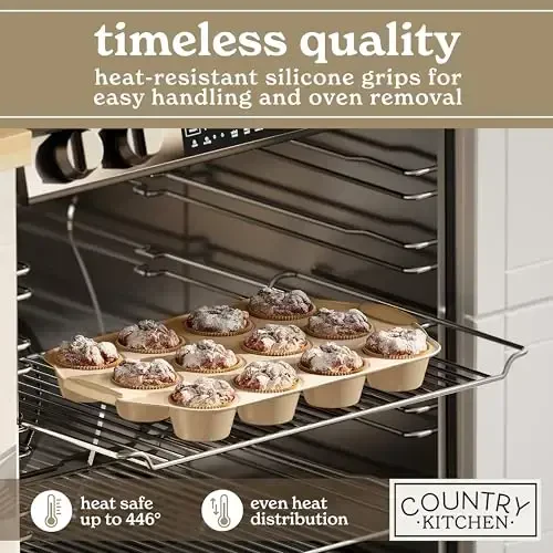 Country Kitchen Nonstick Stackable Bakeware Set - Heavy Duty, Durable, Easy Release Baking Set, Gold, 10 Pcs - 4