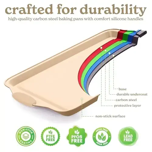 Country Kitchen Nonstick Stackable Bakeware Set - Heavy Duty, Durable, Easy Release Baking Set, Gold, 10 Pcs - 5