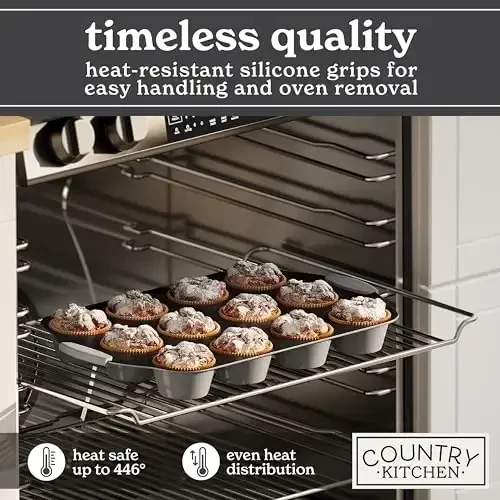 Country Kitchen Nonstick Stackable Bakeware Set - Heavy Duty, Durable, Easy Release Baking Set, Grey, 10 Pcs - 4