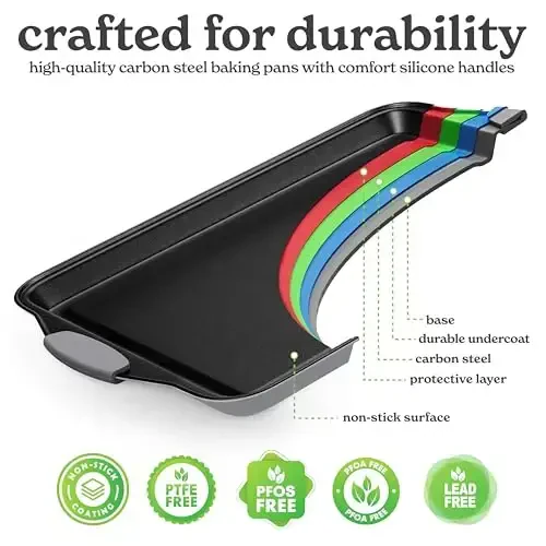 Country Kitchen Nonstick Stackable Bakeware Set - Heavy Duty, Durable, Easy Release Baking Set, Grey, 10 Pcs - 5