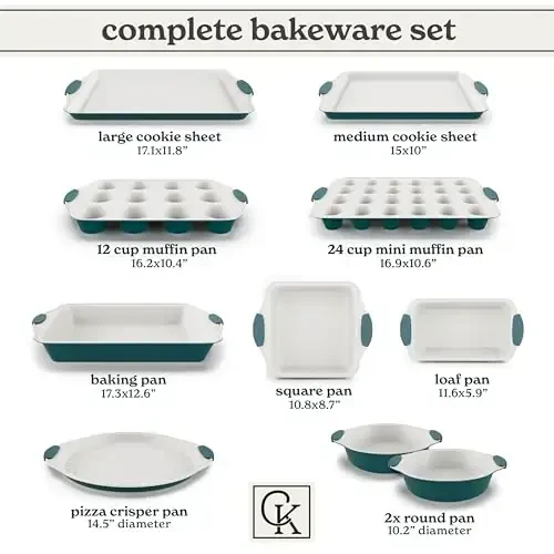 Country Kitchen Nonstick Stackable Bakeware Set - Heavy Duty, Durable, Easy Release Baking Set, Sage, 10 Pcs - COUNTRY KITCHEN (1)