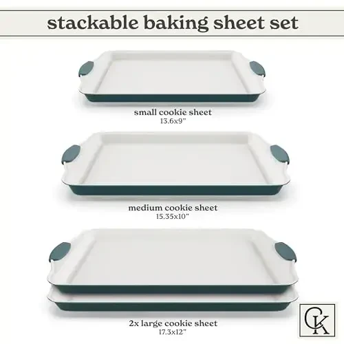 Country Kitchen Nonstick Stackable Bakeware Set - Heavy Duty, Durable, Easy Release Baking Set, Sage, 4 Pcs - COUNTRY KITCHEN (1)
