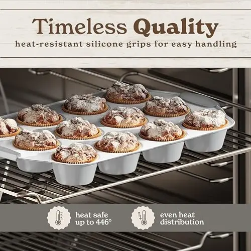 Country Kitchen Nonstick Stackable Bakeware Set - Heavy Duty, Durable, Easy Release Baking Set, Silver, 10 Pcs - 5