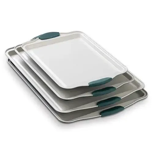Country Kitchen Nonstick Stackable Bakeware Set - Heavy Duty, Durable, Easy Release Baking Set, Sage, 4 Pcs - 1