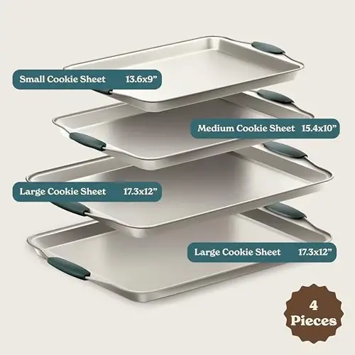 Country Kitchen Nonstick Stackable Bakeware Set - Heavy Duty, Durable, Easy Release Baking Set, Sage, 4 Pcs - 2