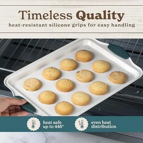 Country Kitchen Nonstick Stackable Bakeware Set - Heavy Duty, Durable, Easy Release Baking Set, Sage, 4 Pcs - 5