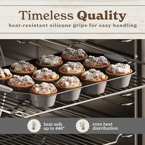 Country Kitchen Nonstick Stackable Bakeware Set - Heavy Duty, Durable, Easy Release Baking Set, Grey, 10 Pcs - 5