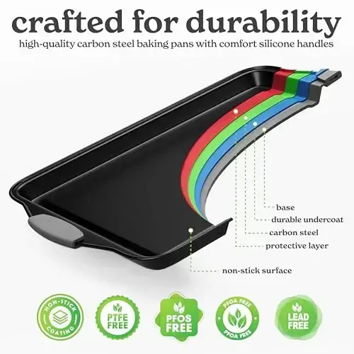 Country Kitchen Nonstick Stackable Bakeware Set - Heavy Duty, Durable, Easy Release Baking Set, Grey, 4 Pcs - 4