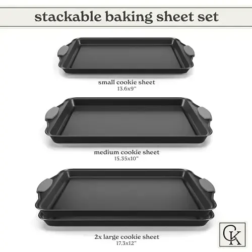 Country Kitchen Nonstick Stackable Bakeware Set - Heavy Duty, Durable, Easy Release Baking Set, Grey, 4 Pcs 