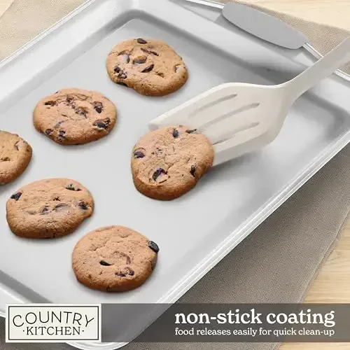 Country Kitchen Nonstick Stackable Bakeware Set - Heavy Duty, Durable, Easy Release Baking Set, Silver, 10 Pcs - 6