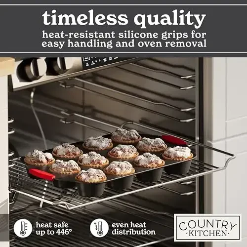 Country Kitchen Nonstick Stackable Bakeware Set - Heavy Duty, Durable, Easy Release Baking Set, Red, 10 Pcs - 4