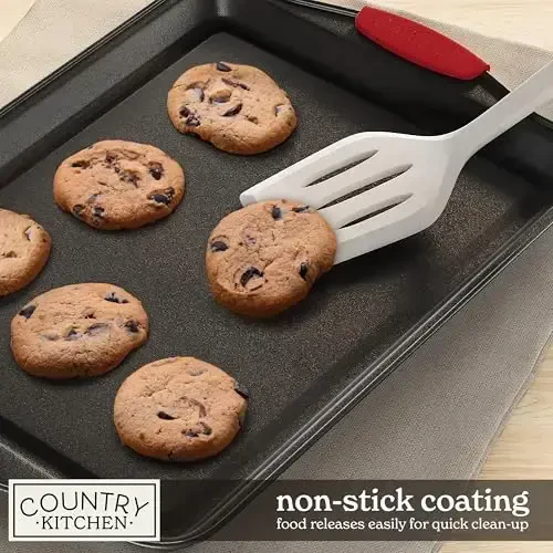 Country Kitchen Nonstick Stackable Bakeware Set - Heavy Duty, Durable, Easy Release Baking Set, Red, 10 Pcs - 6