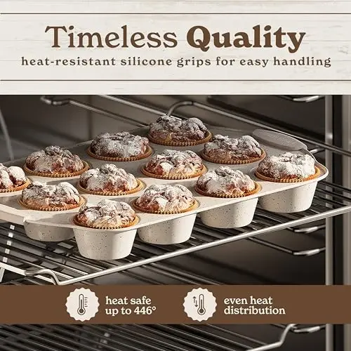 Country Kitchen Nonstick Stackable Bakeware Set - Heavy Duty, Durable, Easy Release Baking Set, Cream, 10 Pcs - 5