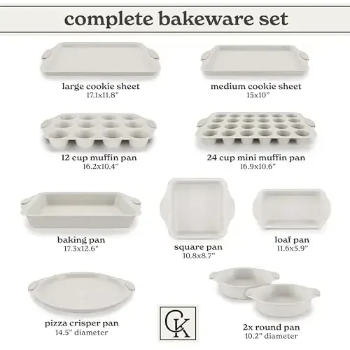 Country Kitchen Nonstick Stackable Bakeware Set - Heavy Duty, Durable, Easy Release Baking Set, Cream, 10 Pcs - COUNTRY KITCHEN (1)