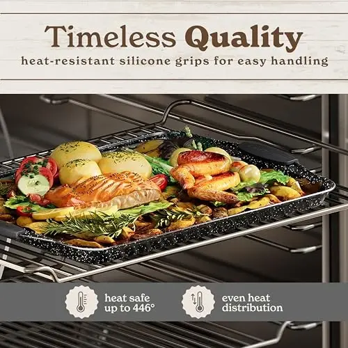 Country Kitchen Nonstick Stackable Bakeware Set - Heavy Duty, Durable, Easy Release Baking Set, Black, 4 Pcs - 5