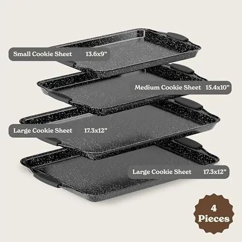 Country Kitchen Nonstick Stackable Bakeware Set - Heavy Duty, Durable, Easy Release Baking Set, Black, 4 Pcs - 2