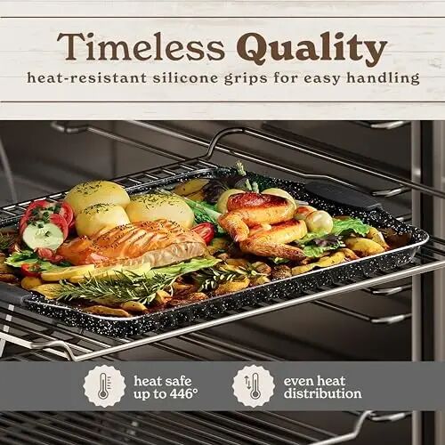 Country Kitchen Nonstick Stackable Bakeware Set - Heavy Duty, Durable, Easy Release Baking Set, Black, 4 Pcs - 5