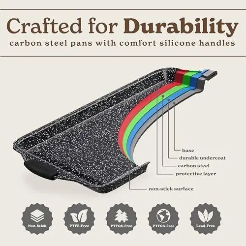 Country Kitchen Nonstick Stackable Bakeware Set - Heavy Duty, Durable, Easy Release Baking Set, Black, 4 Pcs - 6