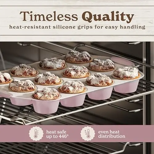 Country Kitchen Nonstick Stackable Bakeware Set - Durable, Easy Release Baking Set- 22 Pc. Includes Silicone Muffin Cups - 5