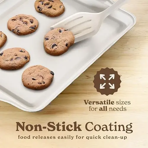 Country Kitchen Nonstick Stackable Bakeware Set - Durable, Easy Release Baking Set, Cream, 14 Pcs - 4