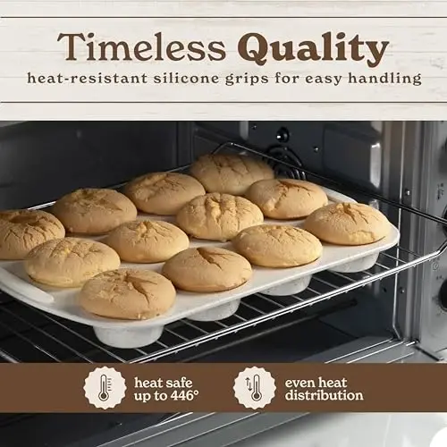 Country Kitchen Nonstick Stackable Bakeware Set - Durable, Easy Release Baking Set, Cream, 14 Pcs - 5