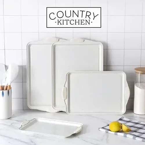 Country Kitchen Nonstick Stackable Bakeware Set - Durable, Easy Release Baking Set- 22 Pc. Includes Silicone Muffin Cups - 3