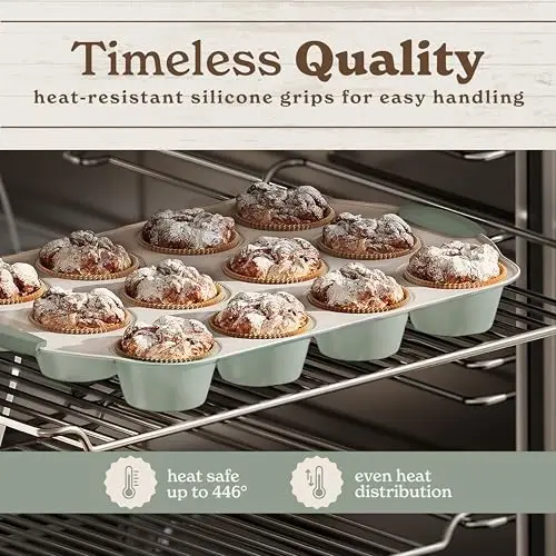 Country Kitchen Yapışmaz İstiflenebilir Pişirme Kabı Seti - Dayanıklı, Kolay Çıkarılan Pişirme Seti - 22 Parça. Silikon Muffin Kalıpları İçerir - 5