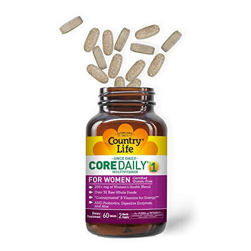 Country Life Core Daily-1 Ayollar uchun Multivitaminlar, Energiya qo'llab-quvvatlash, 60 tabletka, 2 oylik ta'minot - 3