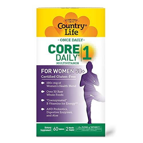 Country Life CORE Daily-1 for Women 50+ Multivitamin - Formulated for Women Over 50, Complete Daily Nutrition with Women's Health Blend, Coenzymated B Vitamins, Probiotics, and Digestive Enzymes - 4