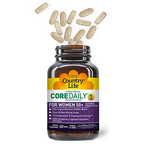 Country Life CORE Günlük-1 Kadınlar İçin 50+ Multivitamin - 50 Yaş Üzeri Kadınlar İçin Formüle Edilmiş, Tam Günlük Beslenme Kadın Sağlığı Karışımı, Koenzimleştirilmiş B Vitaminleri, Probiyotikler ve Sindirim Enzimleri ile - 3