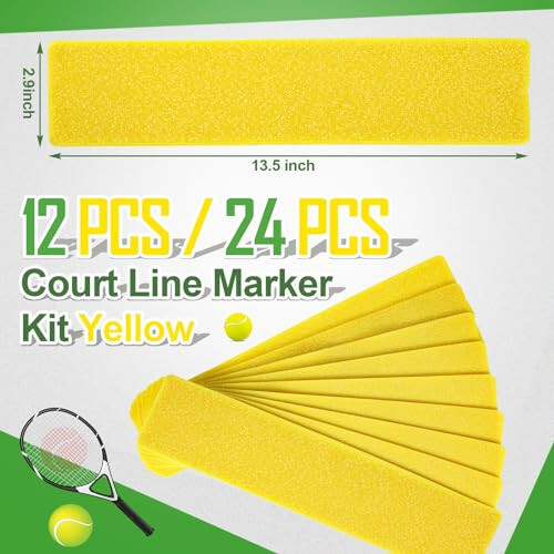 Court Line Marker Kit Yellow Court Line Boundary Markers Court Marker Lines Training Markers Equipment Tennis Court Accessories for Kids Basketball Volleyball Badminton Outdoor Training - 2