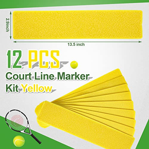 Court Line Marker Kit Yellow Court Line Boundary Markers Court Marker Lines Training Markers Equipment Tennis Court Accessories for Kids Basketball Volleyball Badminton Outdoor Training - 7